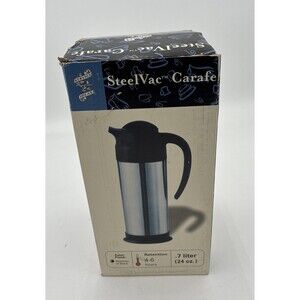 Service Ideas SSN70 SteelVac Creamer 0.7 L, Stainless with Black Base New